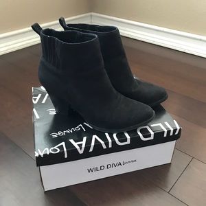 Black suede booties
